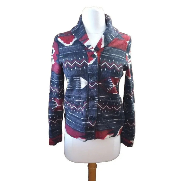 Ralph Lauren Aztec Jacket Womens Sz PXS Knit LRL Cardigan Southwest Shacket - Picture 2 of 11